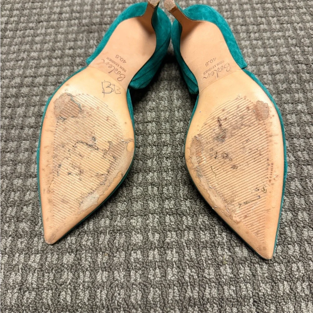 Boden Beautiful Green (Teal) Suede Heels - Like New sz 40.5 - Picture 6 of 6